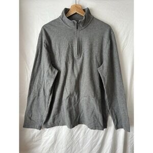 J Crew Mens Quarter Zip Grey Sueded Jersey Pullover Sweatshirt Large Gray